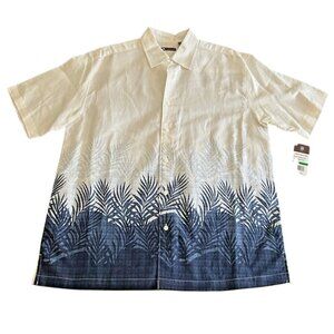 Centro Men's Linen Short Sleeve Hawaiian Casual Button Down Shirt Size XL NEW